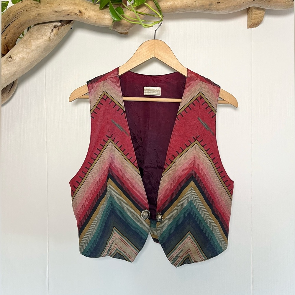 Vintage Coldwater Creek Multicolor Chevron Women's Vest